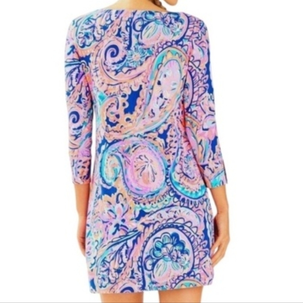 Lilly Pulitzer Size XL Sophie Dress 50+ UPF. Blue Current Drop Me A Line ❤️ EEUC - Picture 3 of 12